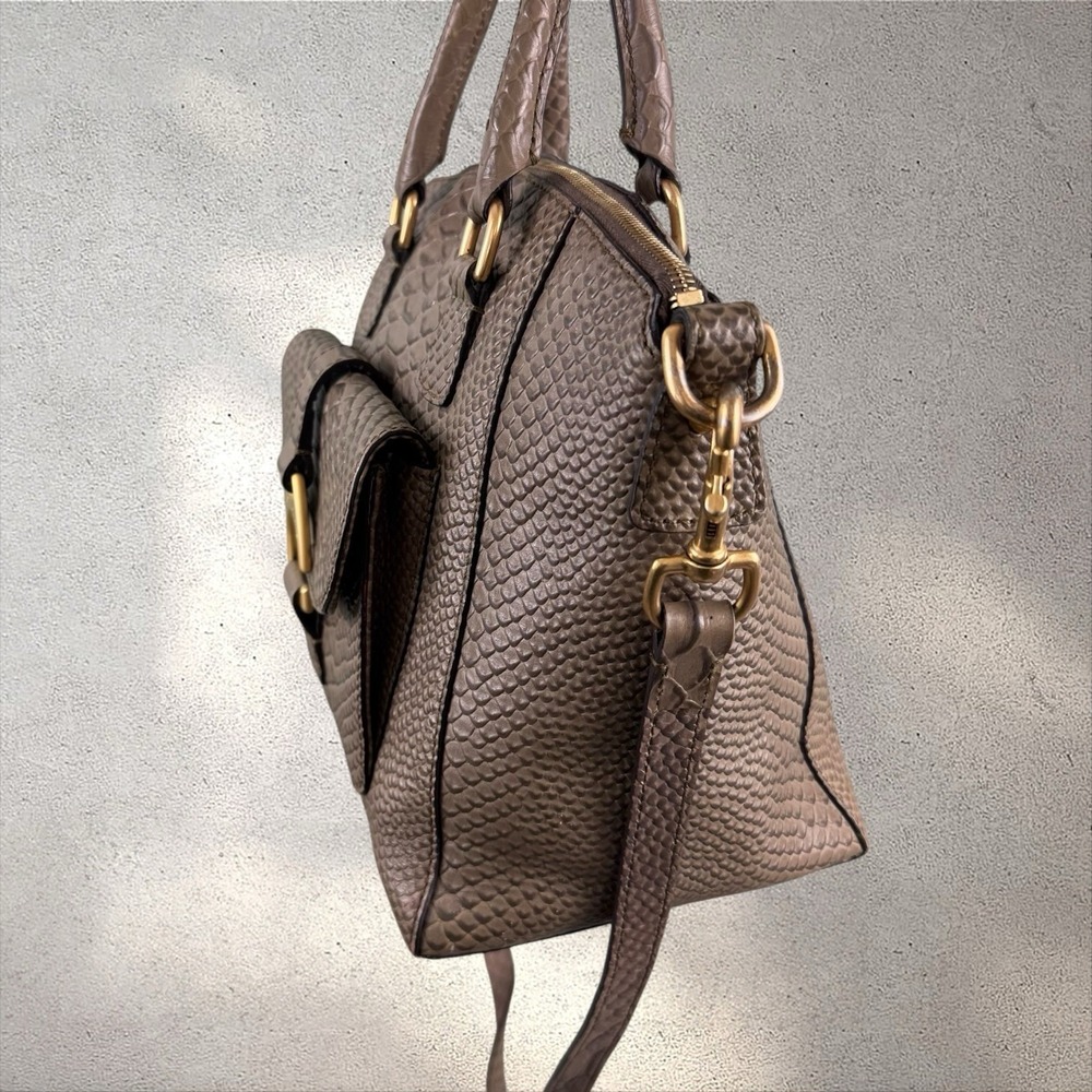 Dooney & Bourke Naomi Satchel Bag Saffiano Leather Croc Reptile Embossed Gray - Picture 4 of 8